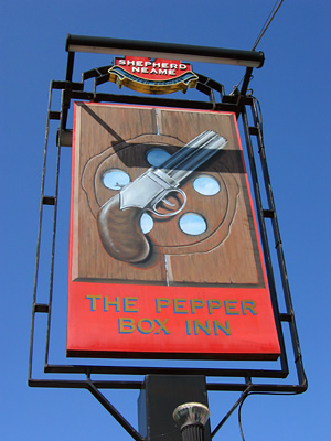 Pub sign for The Pepper Box Inn, Ulcombe