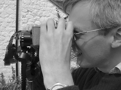 Guy filming, film, 16mm, camera, Pepperbox pub, Fairbourne Heath, Ulcombe, Kent, England, Britain, UK