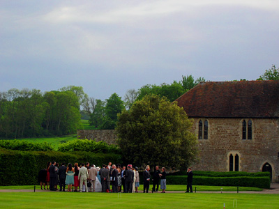 May 2007, wedding, party, lawn, outdoors, outside, exterior, Maiden's Tower, Leeds Castle, Kent, England, Britain, UK