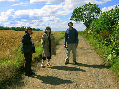 English Country Walks group on farm track near Chegworth Court