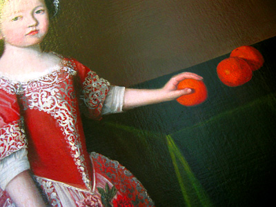 Painting of a young girl with fruit, Leeds Castle