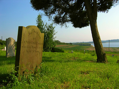 Gravestone of James Harrisson in Abberton churchyard, overlooking Abberton Reservoir
