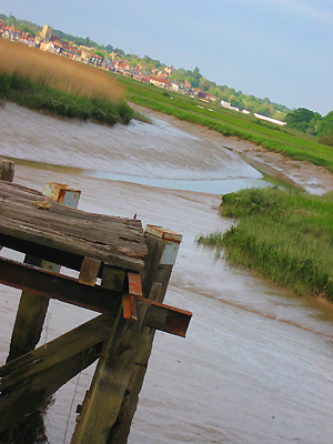 View of Wivenhoe and Roman River from mill at Fingringhoe, Colchester, Essex, England, United Kingdom