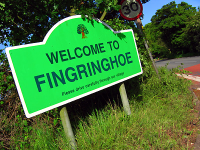 Village welcome sign, Fingringhoe, Colchester, Essex, East Anglia, England, Britain, UK
